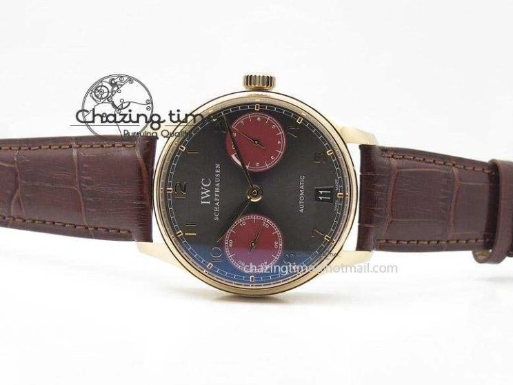 MIROTIME 0403 Portuguese Real PR IW500127 RG ZF 1:1 Best Edition Grey Red Dial On Brown Leather Strap A52010 V AllSeason 7331